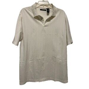 Liz Claiborne Men’s Polo XL Cotton Blend Short Sleeve Ivory White Cooling Top